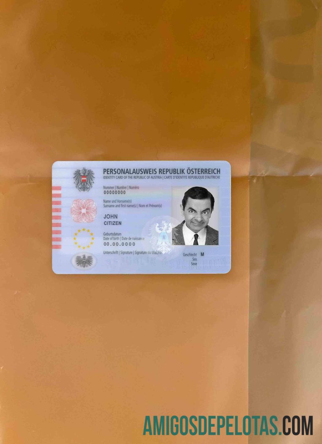 Austria ID olhar de foto frente exemplo